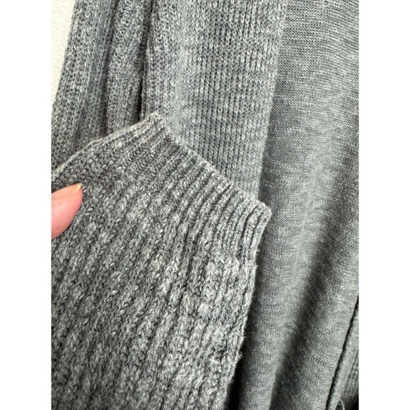 Sonoma Large Longline Cardigan Sweater Gray Open Front Ribbed Knit Long Sleeve - Picture 4 of 11